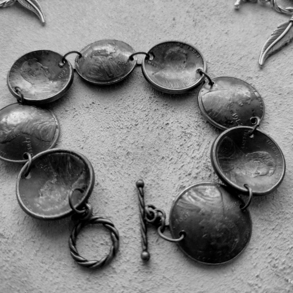 HANDMADE Unique Domed Copper Wheat Penny Toggle Bracelet Bangle - Picture 9 of 10